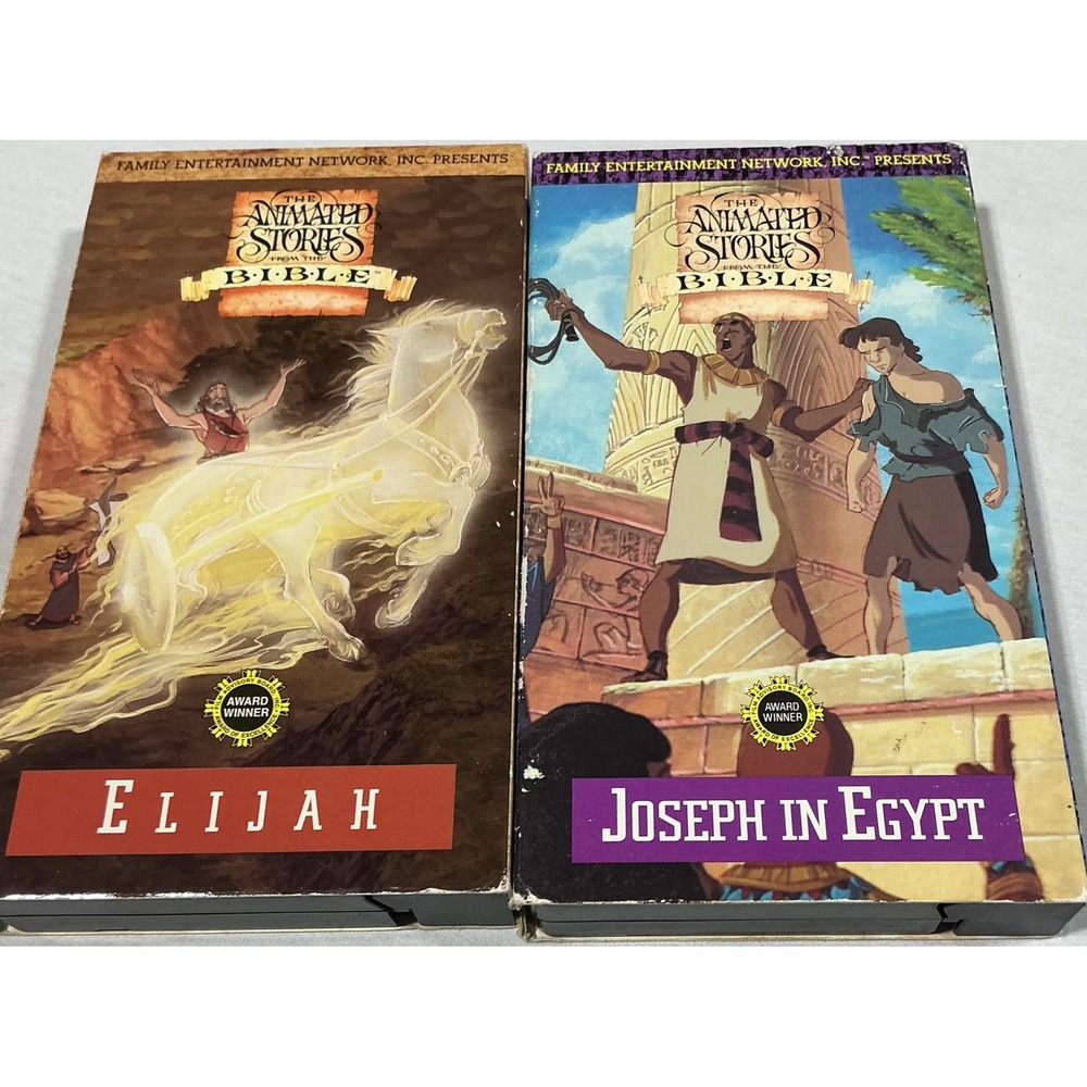Animated Stories Bible VHS Lot Elijah Joseph in Egypt Vintage 2 Tapes